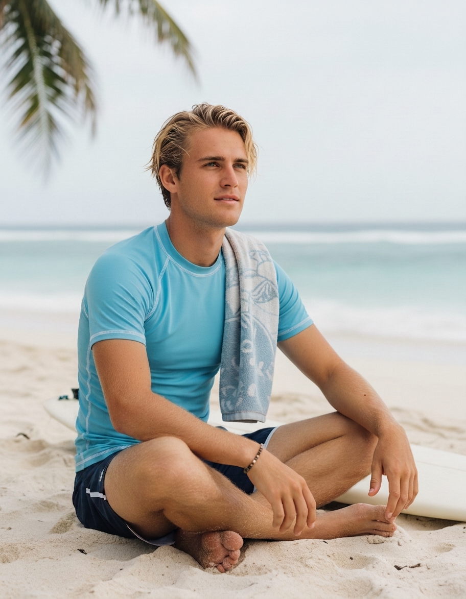 Men's rash guard in Robin Egg