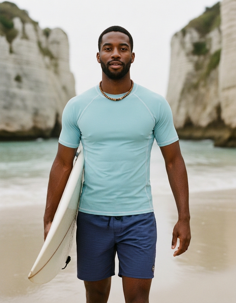 Rash guard in Powder Blue