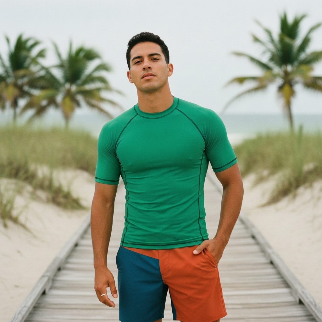 Rash guard in Parrot Green