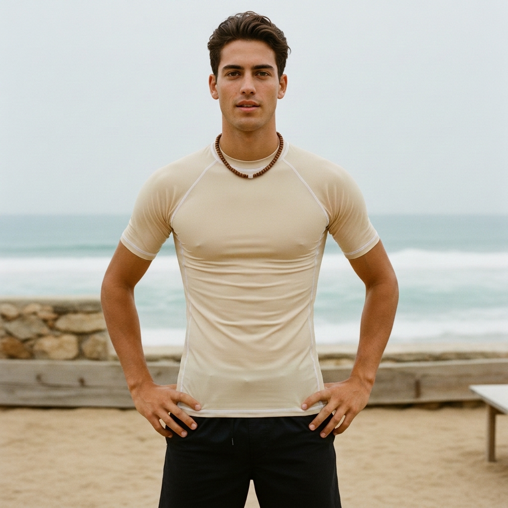 Men's rash guard in Wheat