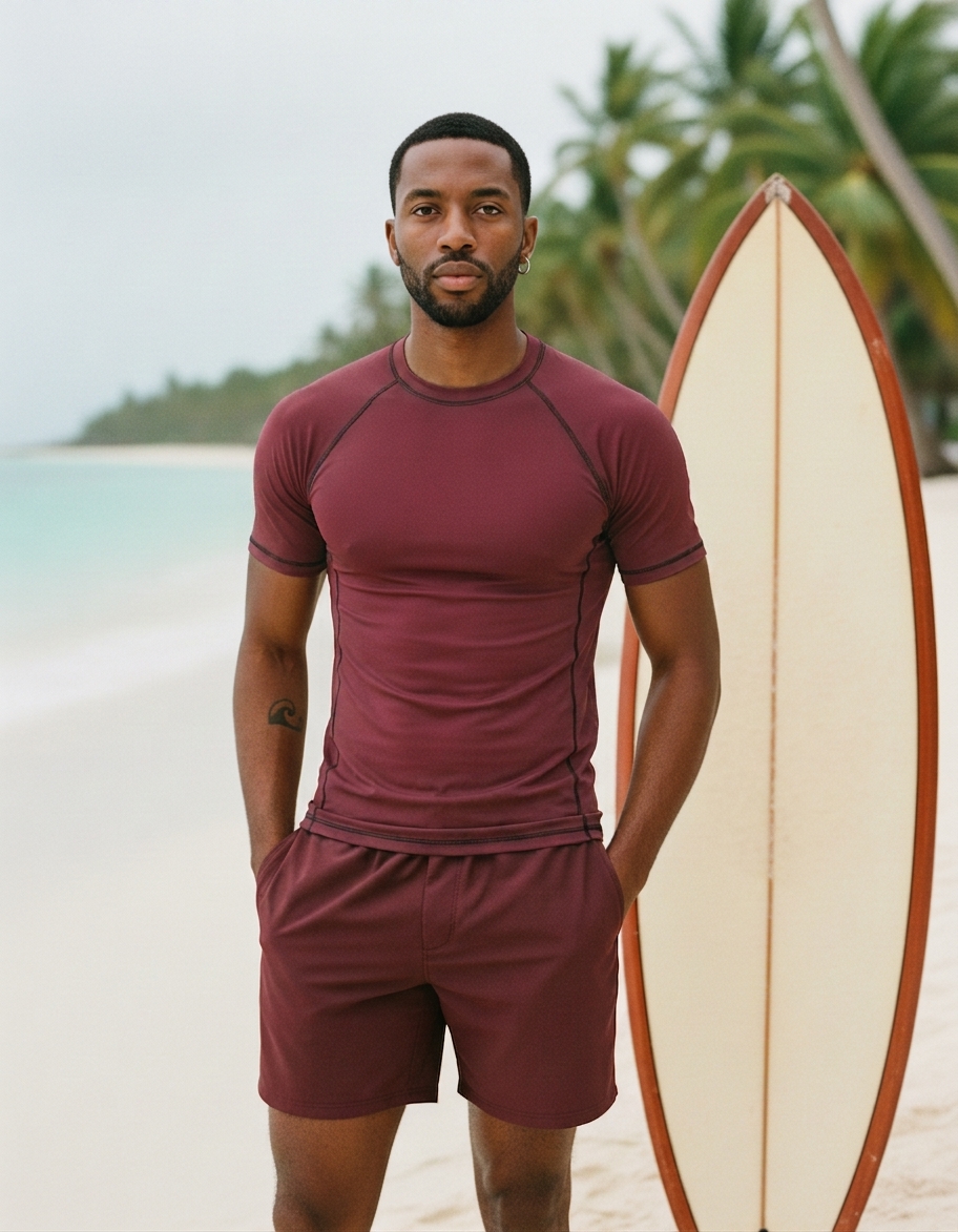Rash guard in Burgundy