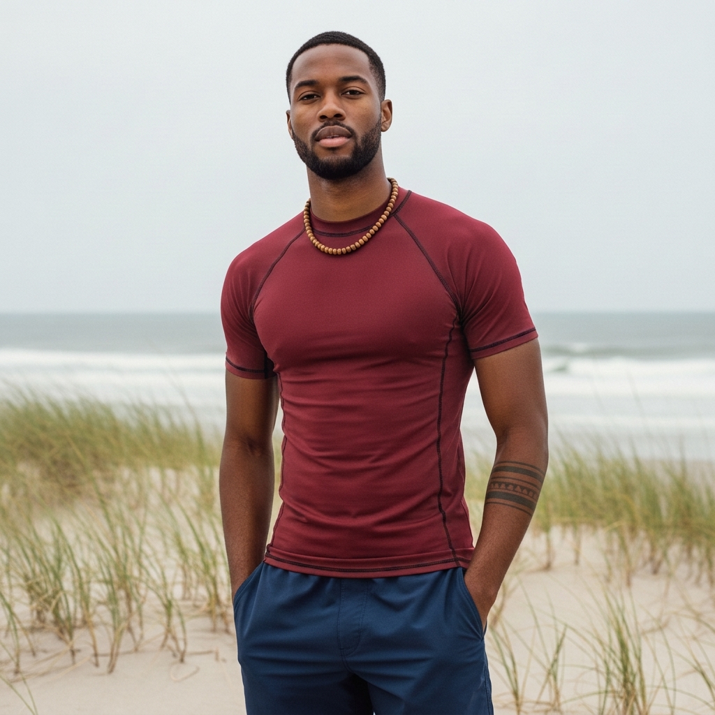 Men's rash guard in Garnet