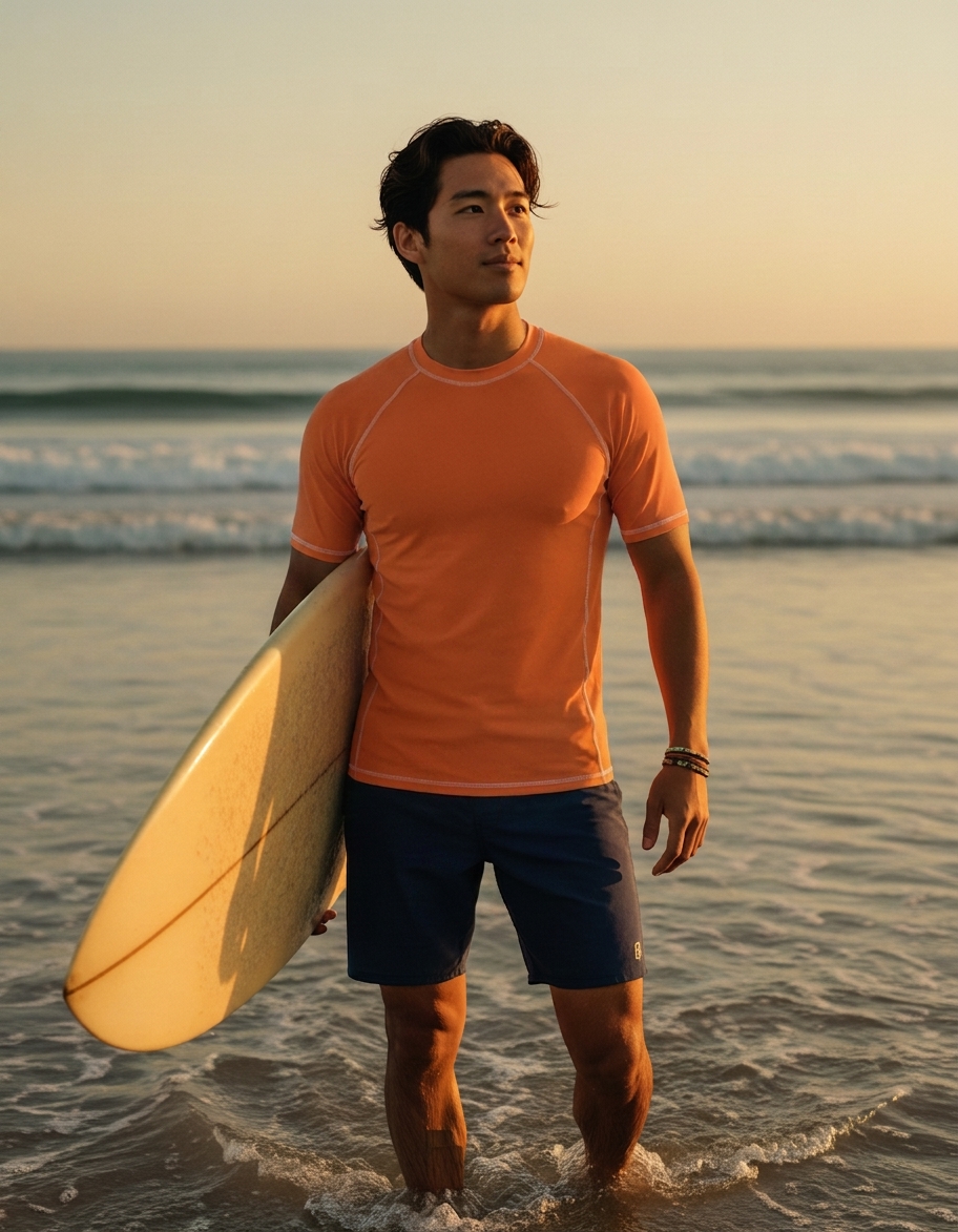 Rash guard in Neon Orange