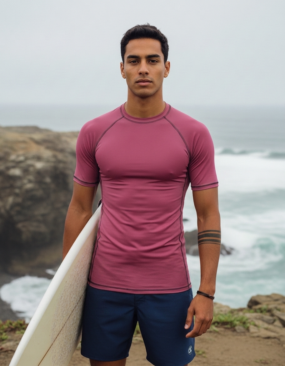 Men's rash guard in Raspberry