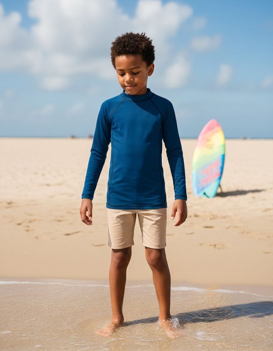 Prussian Blue Rash Guard Kids Rash Guard — Lolekai