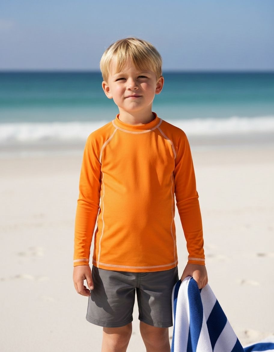 Kids Neon Orange Rash Guard Kids Rash Guard — Lolekai