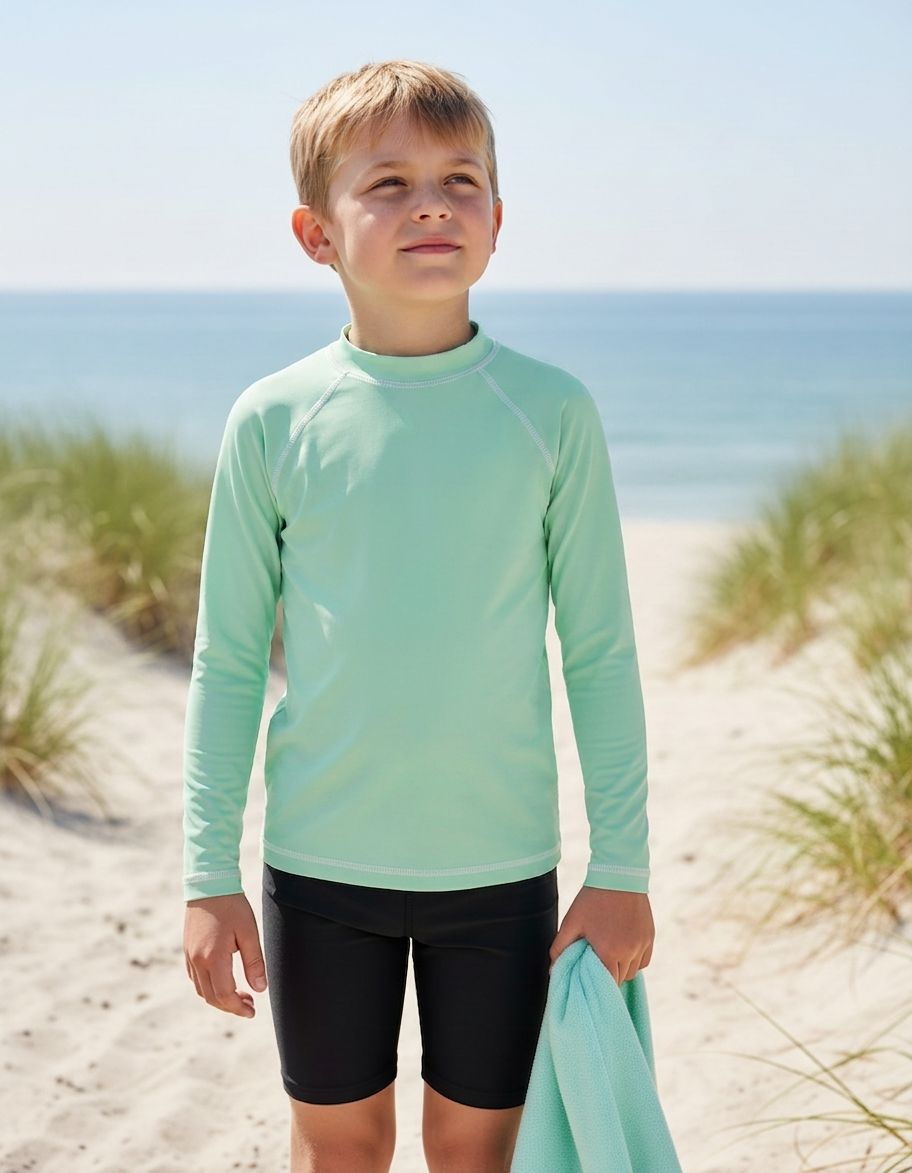 Kids Powder Mint Rash Guard Kids Rash Guard — Lolekai