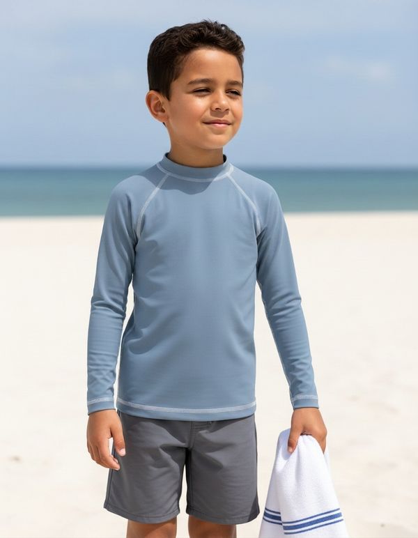 Boys Pewter Blue Rash Guard