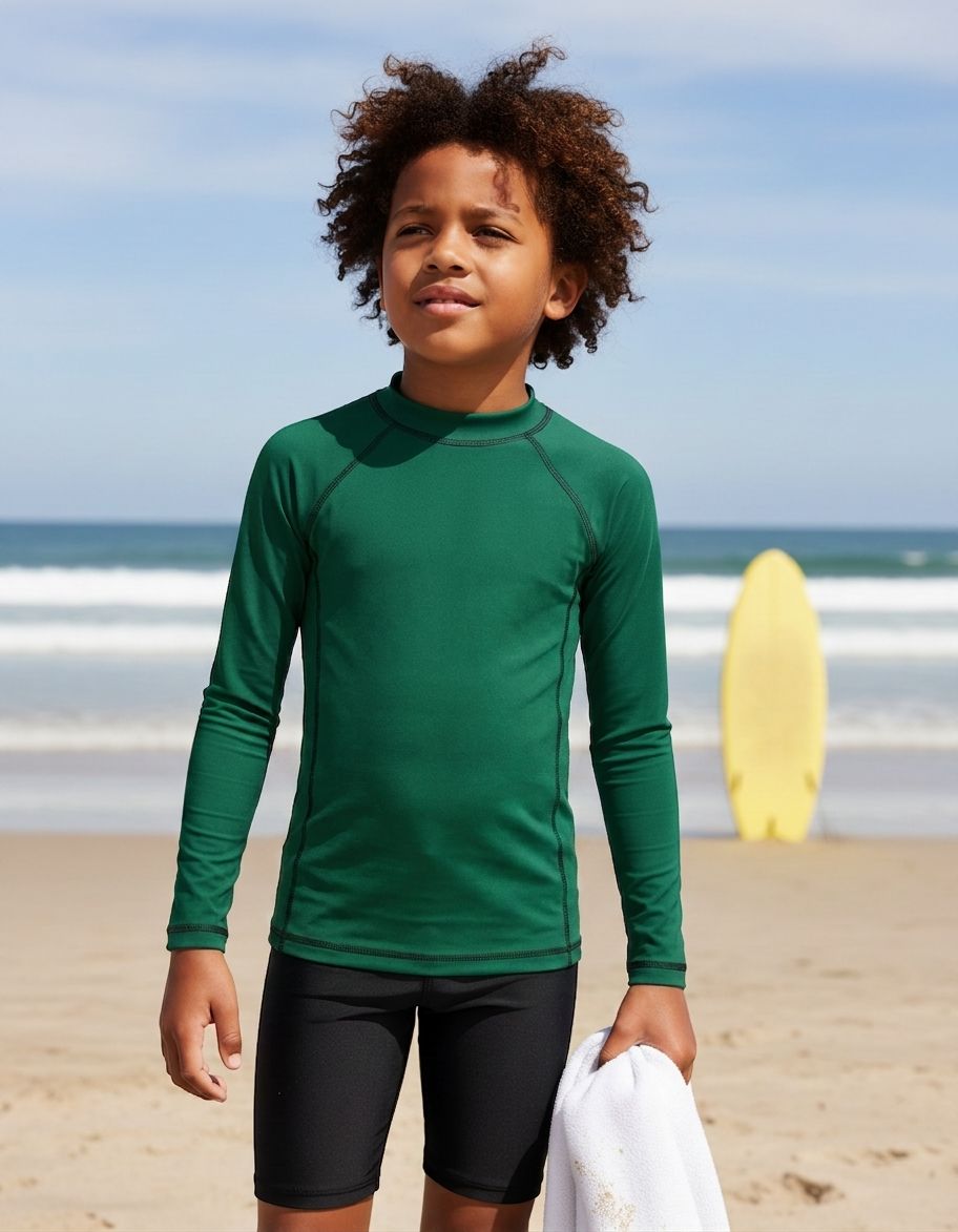 Kids Bottle Green Rash Guard Kids Rash Guard — Lolekai