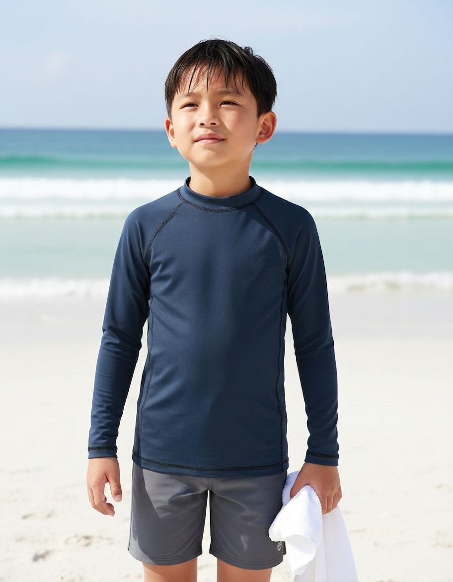 Kids Dark Denim Rash Guard Kids Rash Guard — Lolekai