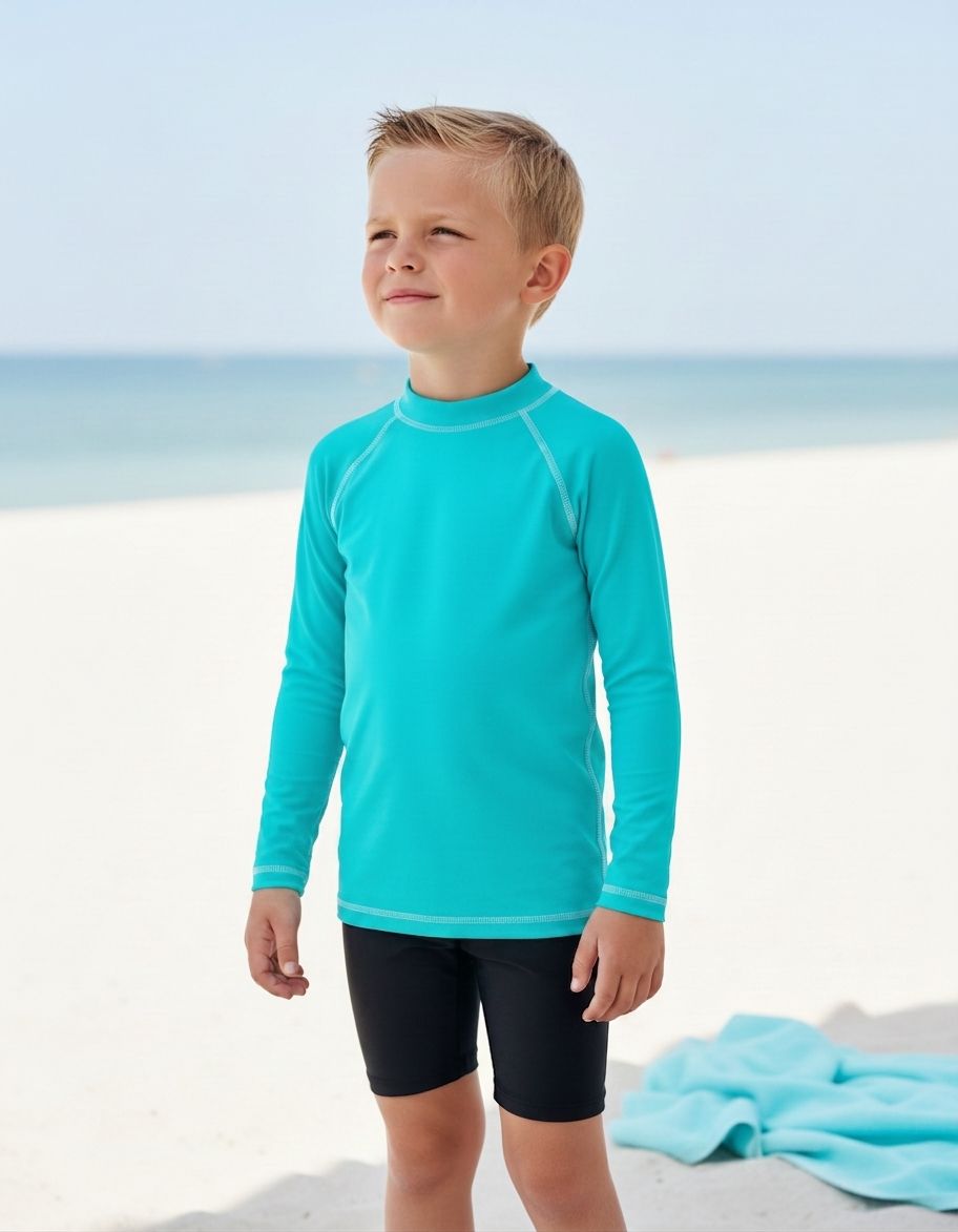 Neon Aqua Rash Guard Kids Rash Guard — Lolekai
