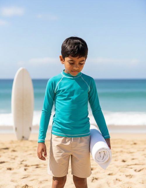 Teal kids rashguards — Lolekai