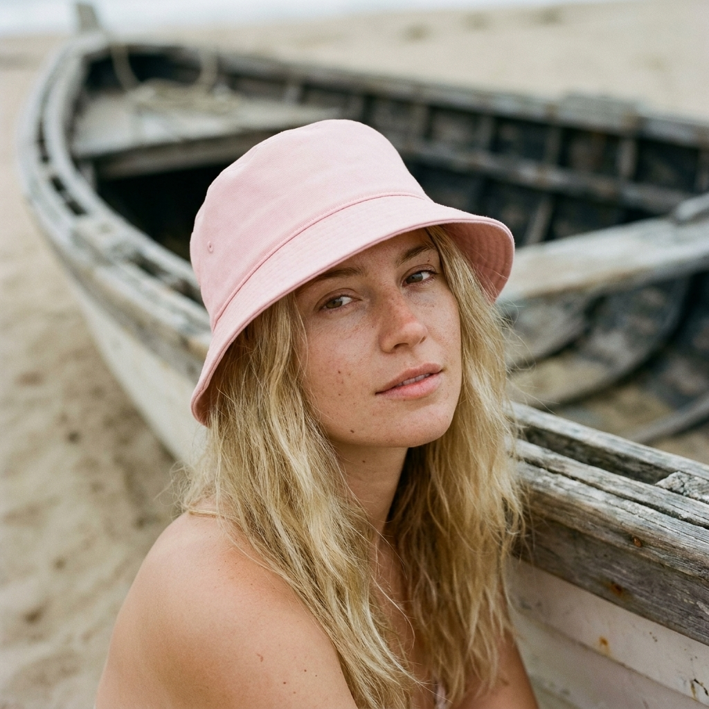 Bucket hat in Millennial Pink