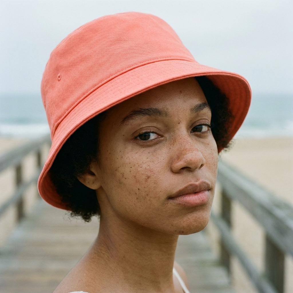 Bucket hat in Living Coral