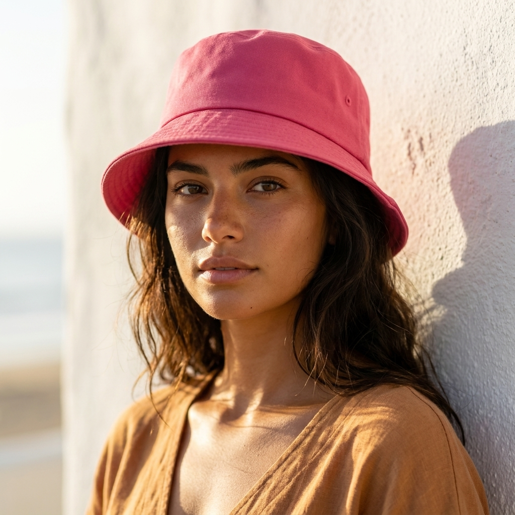 Bucket hat in Cherry