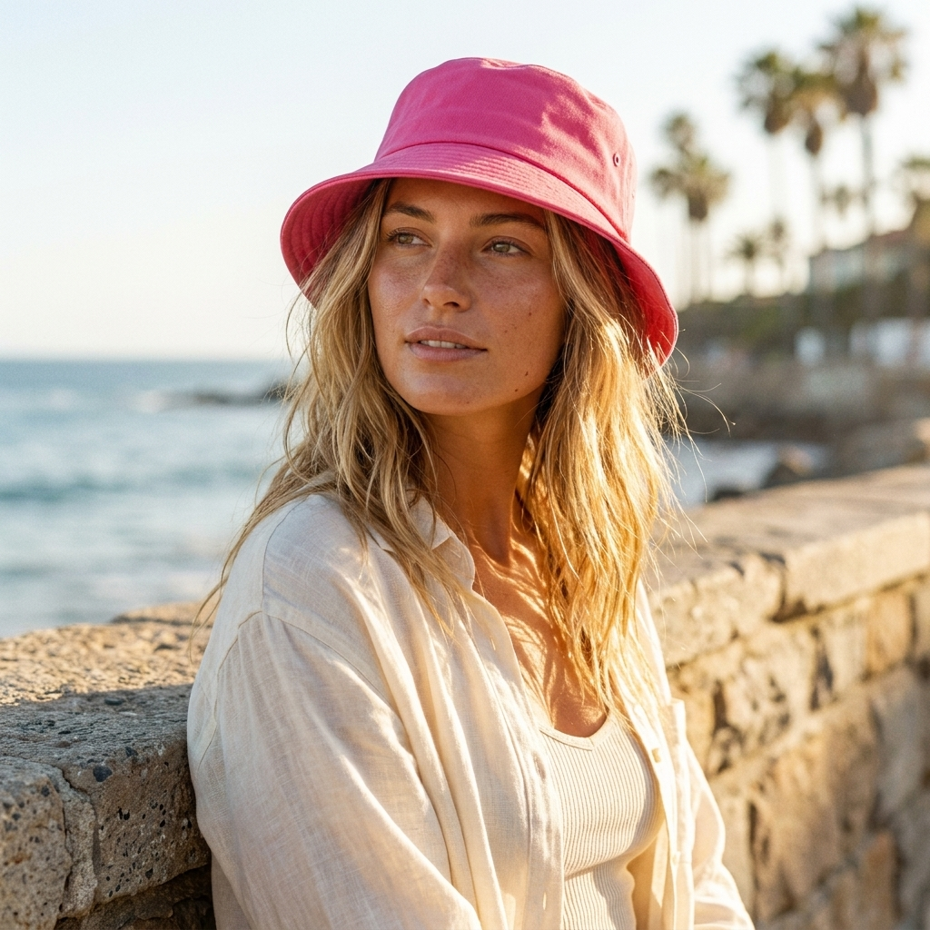 Bucket hat in Schiaparelli Pink
