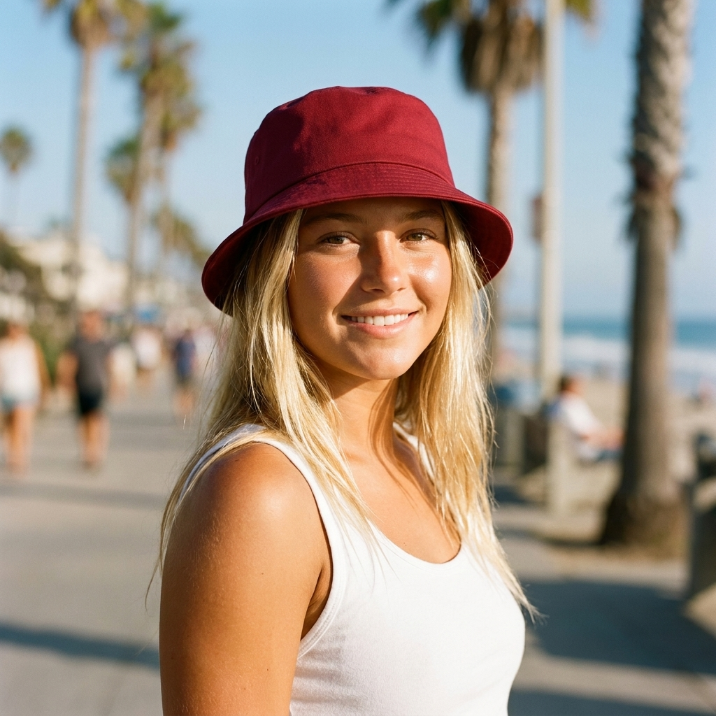 Bucket hat in Bordeaux