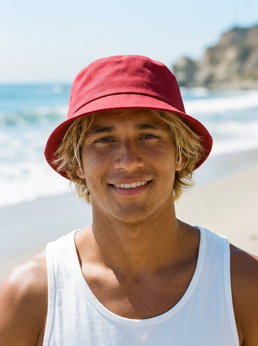 Bucket hat in Carmine