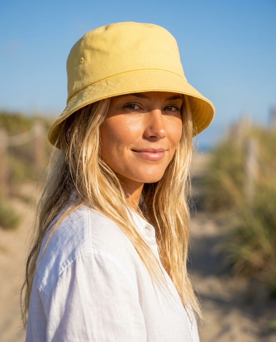 Bucket hat in Custard