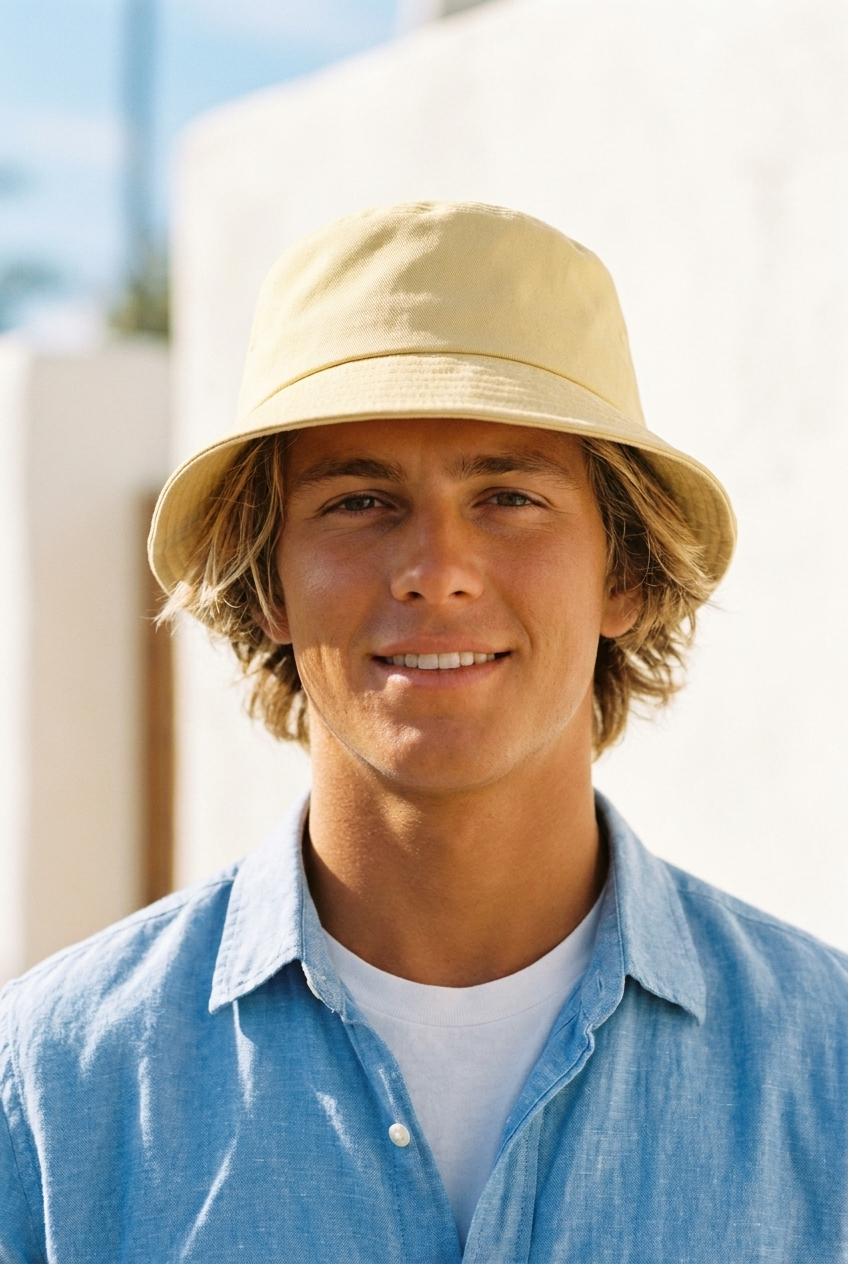 Matching bucket hat in Doeskin