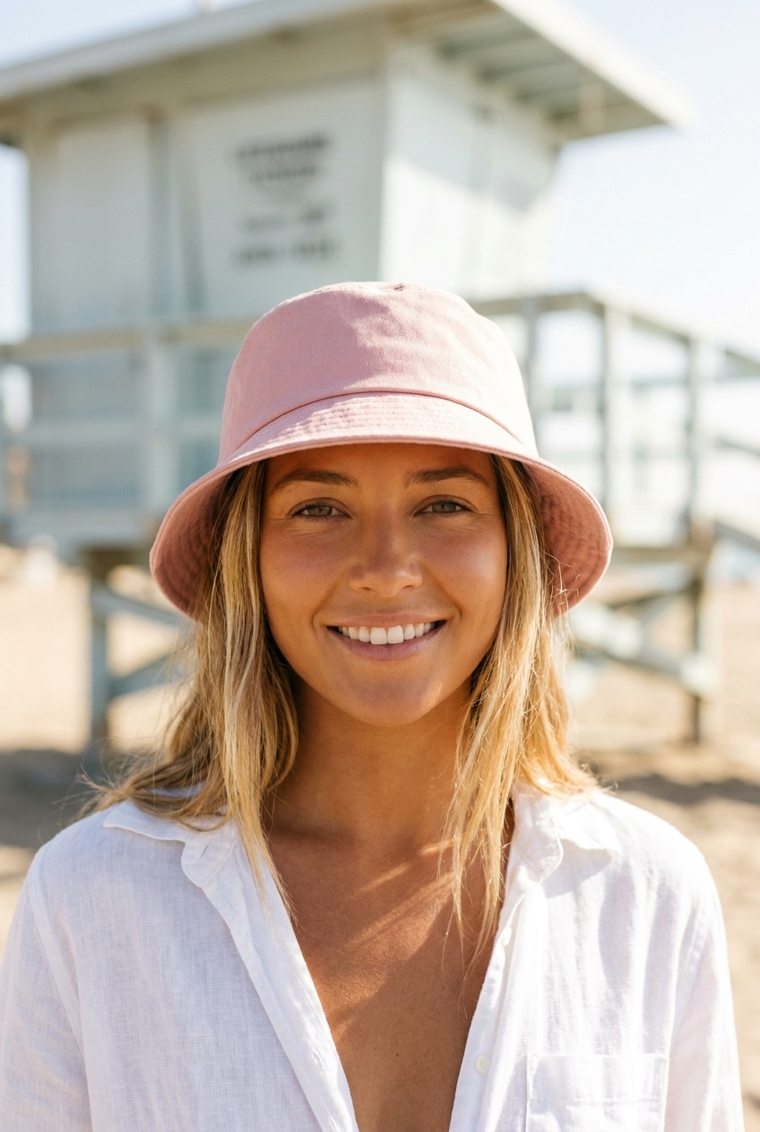 Bucket hat in Millennial Pink