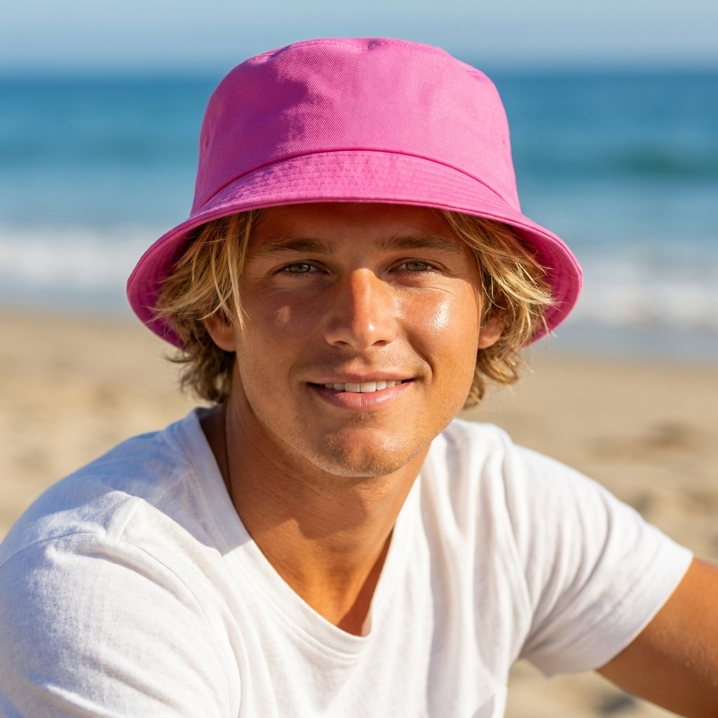 Bucket hat in Neon Pink