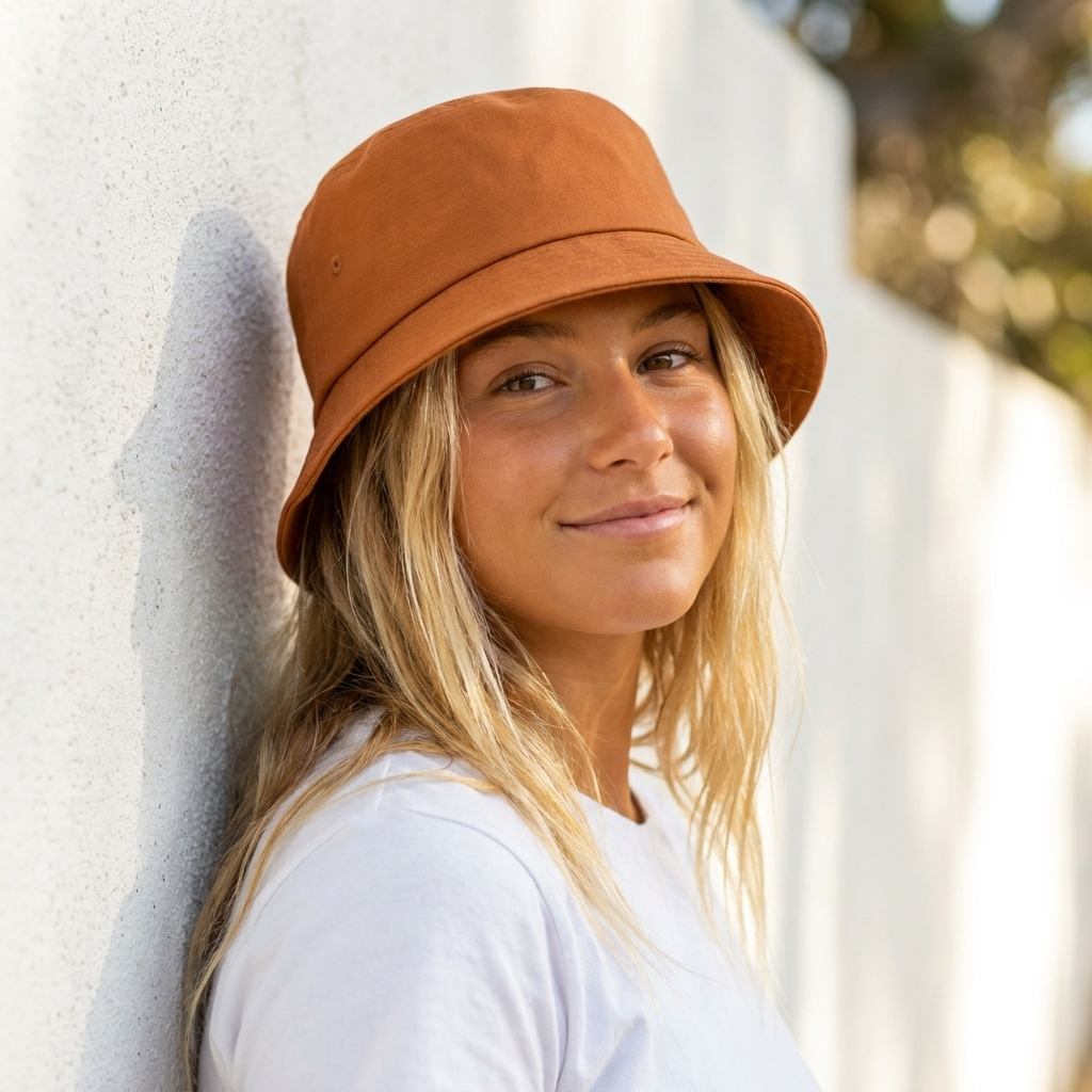 Bucket hat in Nutmeg