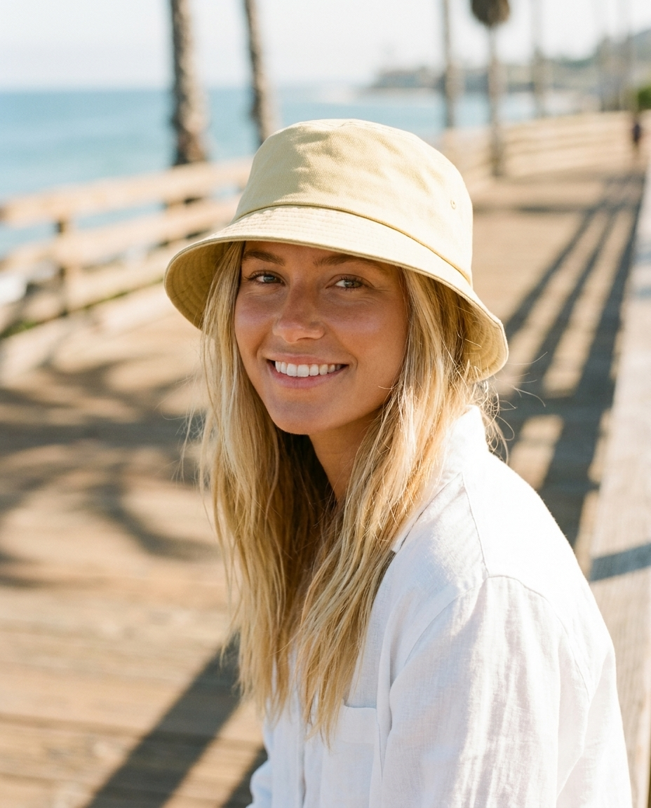 Bucket hat in Pebble