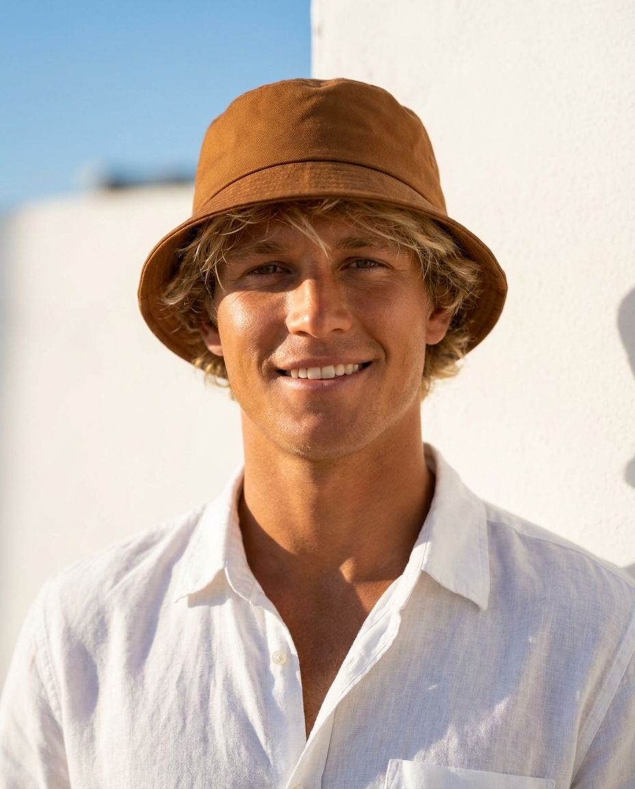 Bucket hat in Saddle