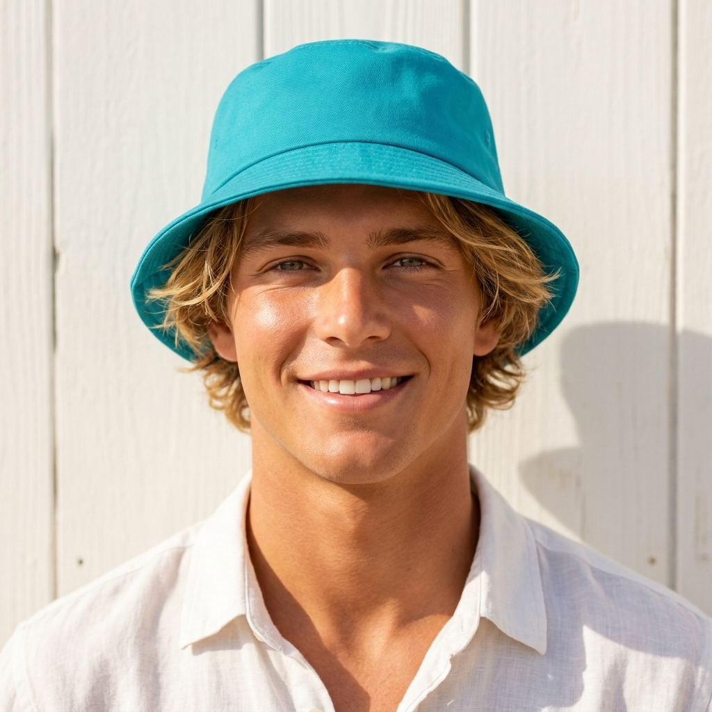 Matching bucket hat in Turquoise