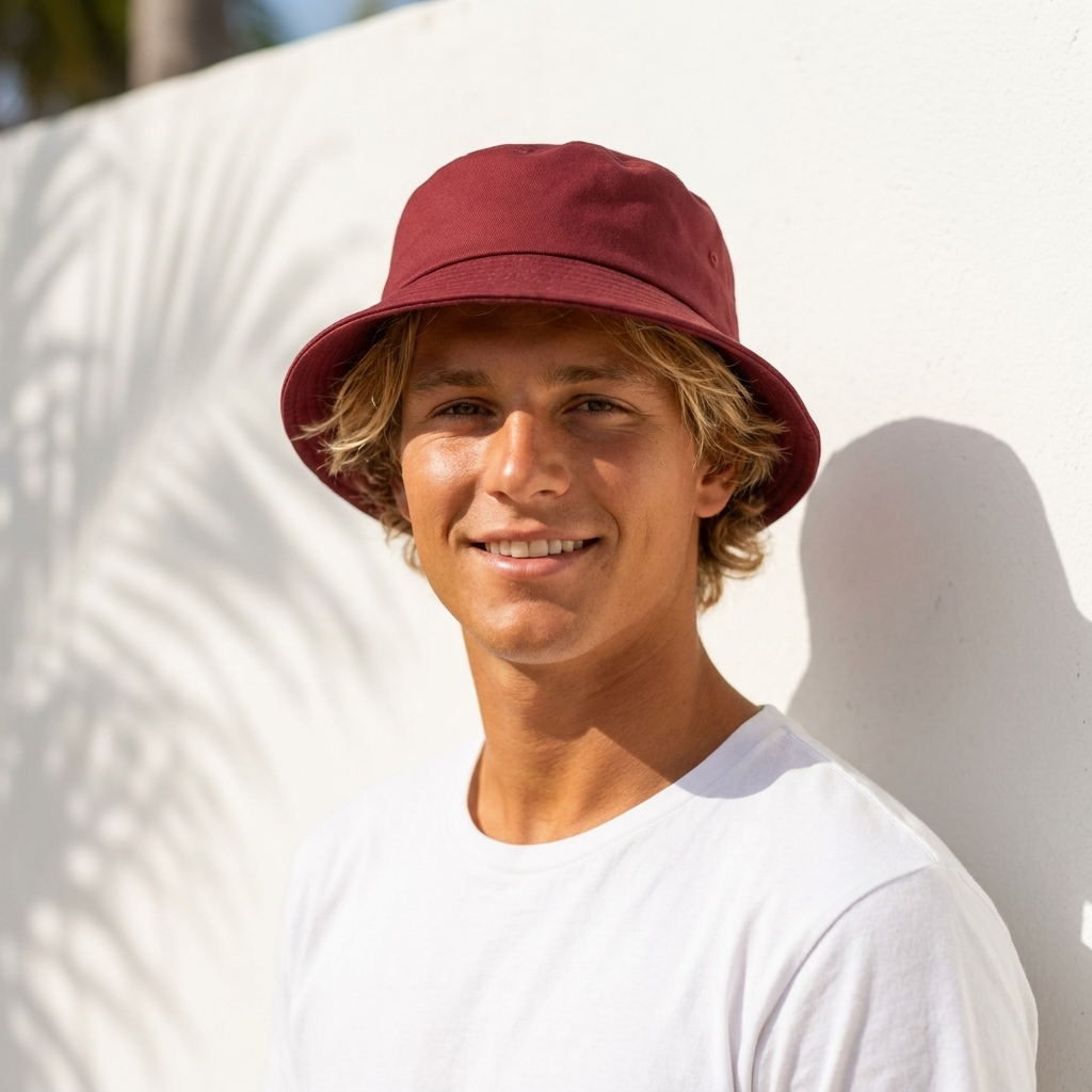 Bucket hat in Wine