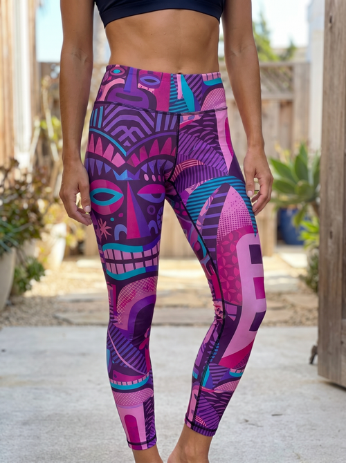 Electric Fuchsia Makai swim & gym high-rise leggings