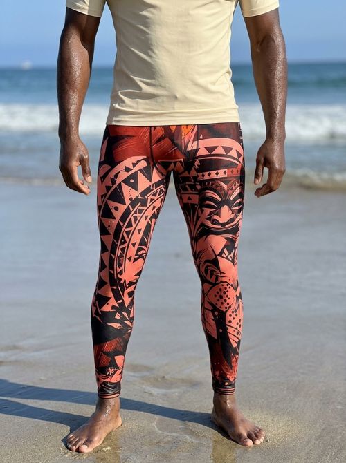 Fiery Red Koa Uli Leggings Men's Leggings — Lolekai