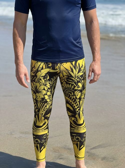 Lemon Yellow Honua Kai Leggings Men's Leggings — Lolekai