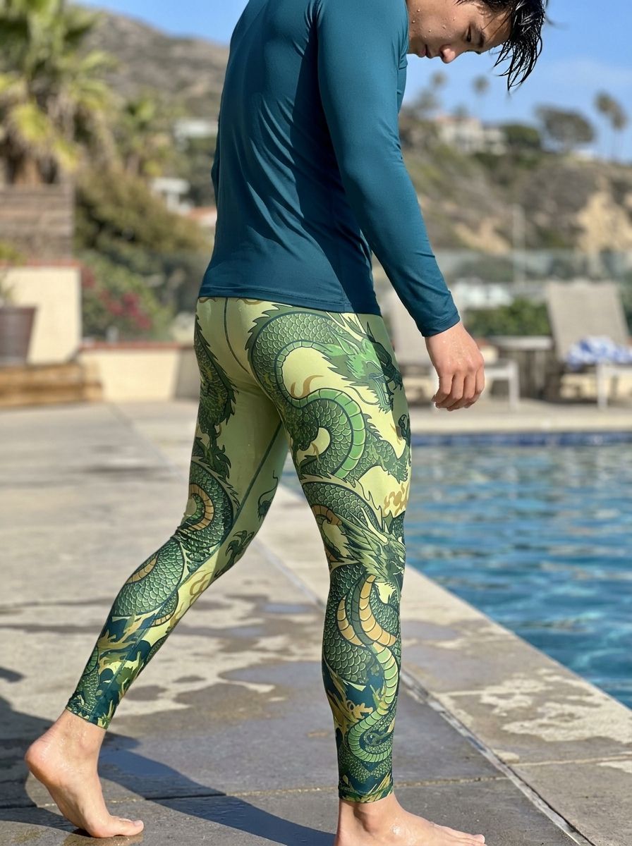 Lime Vortex Leggings Men's Leggings — Lolekai