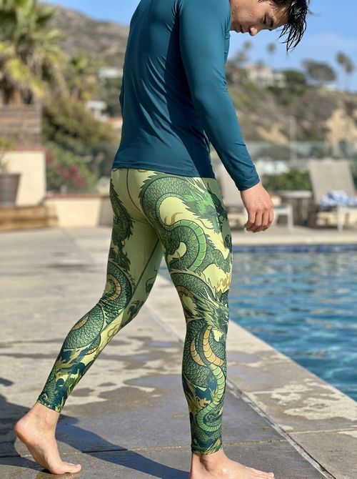 Lime Vortex Leggings Men's Leggings — Lolekai