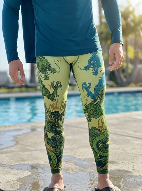 Lime Vortex Leggings Men's Leggings — Lolekai