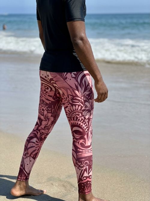 Millennial Pink Honua Lehua Leggings Men's Leggings — Lolekai