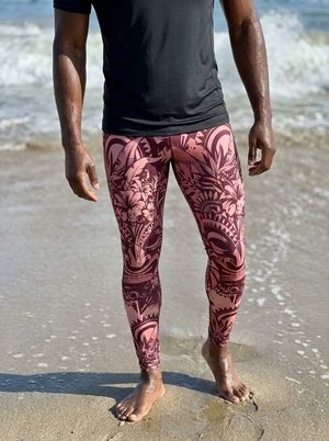 Millennial Pink Honua Lehua men's swim & gym leggings
