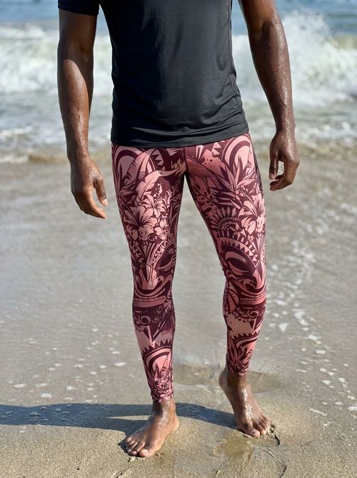Millennial Pink Honua Lehua Leggings Men's Leggings — Lolekai