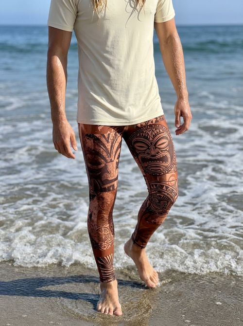 Burnt Sienna Kanaloa Leggings Men's Leggings — Lolekai