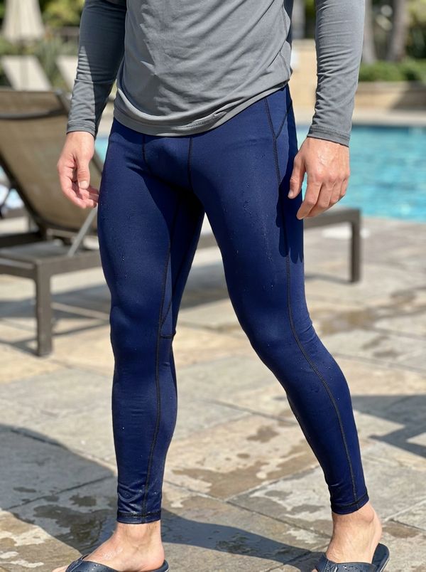 Navy men's swim & gym leggings — Lolekai