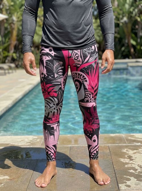 Hot Pink Makani Uli Leggings Men's Leggings — Lolekai