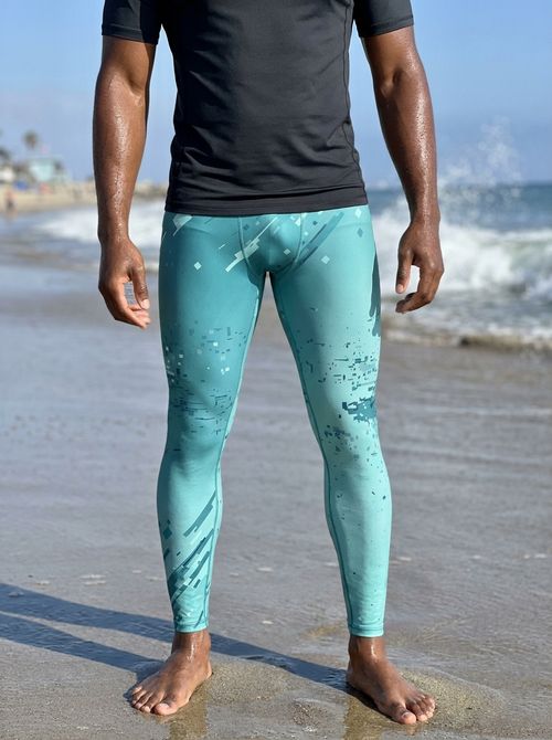 Transformative Teal Voltage Leggings Men's Leggings — Lolekai