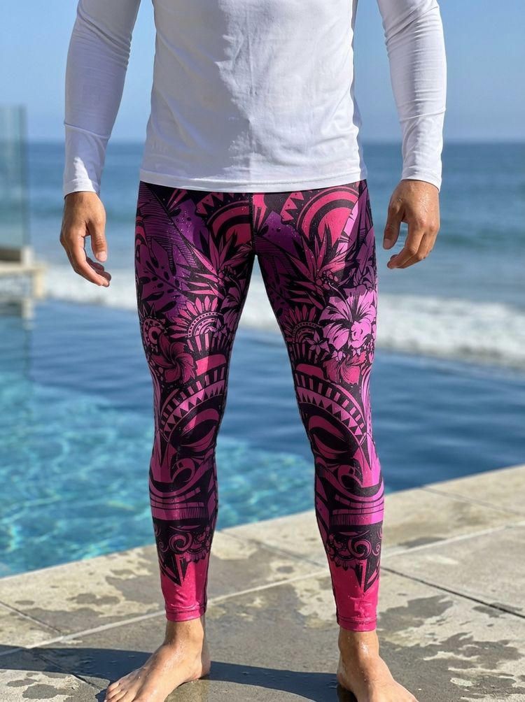 Electric Fuchsia Honua Poni men's swim & gym leggings