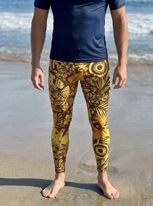 Yellow Lani Uli men's swim & gym leggings