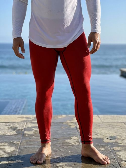 Red men's swim & gym leggings — Lolekai