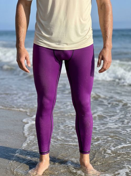 Purple men's swim & gym leggings — Lolekai