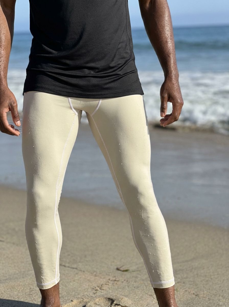 Linen Cream Leggings Men's Leggings — Lolekai