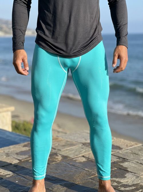 Neon Aqua Leggings Men's Leggings — Lolekai